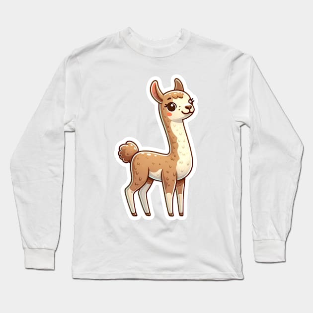 Llama Kawaii Graphic Splash of Forest Frolics and Underwater Whimsy! Long Sleeve T-Shirt by dcohea